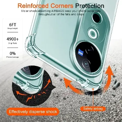 Picture of vivo V40 5G Silicone Clear Case Soft Flexible TPU Rubber Bumper Shockproof Corners Transparent Clear Back Cover