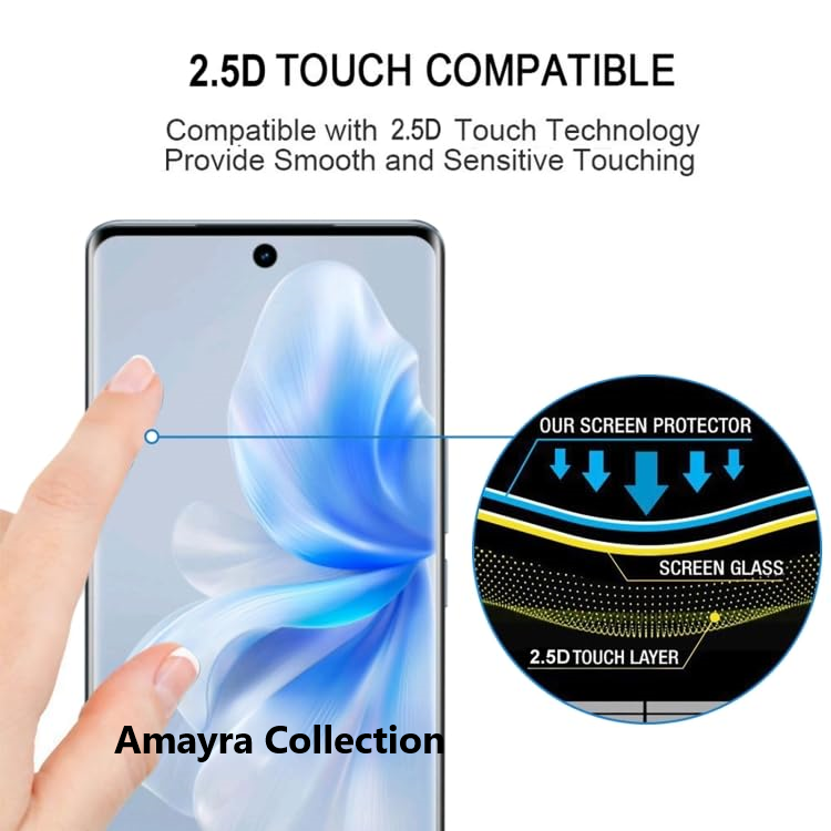 Picture of vivo V30 5G Full Glue 9D Curved Tempered Glass Screen Protector Edge to Edge Fit Protection Tempered Glass (Black)