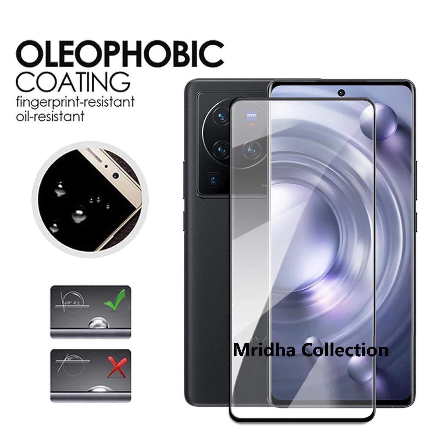Picture of vivo X100 (V2309A, V2308) Full Glue 9D Curved Tempered Glass Screen Protector Edge to Edge Fit Protection Tempered Glass (Black)