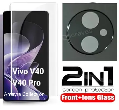 Picture of 2in1 Protector Combo Pack for vivo V40 5G (A+ GRADE) UV Glass Screen Protector + 3D Camera Protector Lens