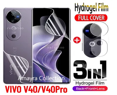 Picture of 3in1 Protector Combo Pack for vivo V40 Pro 5G (Front Hydrogel Screen Protector Poly + Back Hydrogel Poly Protector + Camera Lens Protector)