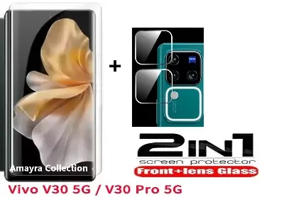 Picture of 2in1 Protector Combo Pack for vivo V30 5G (A+ GRADE) UV Glass Screen Protector + Camera Protector Lens