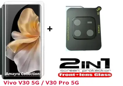 Picture of 2in1 Protector Combo Pack for vivo V30 Pro 5G (A+ GRADE) UV Glass Screen Protector + 3D Camera Protector Lens
