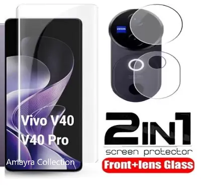 Picture of 2in1 Protector Combo Pack for vivo V40 Pro 5G (A+ GRADE) UV Glass Screen Protector + Camera Protector Lens
