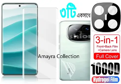 Picture of 3in1 Protector Combo Pack for Xiaomi Redmi Note 14 Pro+ 5G / Xiaomi Redmi Note 14 Pro Plus 5G (A+ GRADE) UV Glass Screen Protector + Back Protector Film + 3D Camera Glass Protector)
