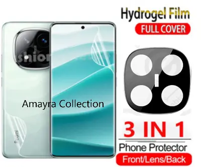 Picture of 3in1 Protector Combo Pack for Xiaomi Redmi Note 14 Pro+ 5G / Xiaomi Redmi Note 14 Pro Plus 5G (Front Hydrogel Screen Protector Poly + Back Hydrogel Poly Protector + 3D Camera Lens Protector)