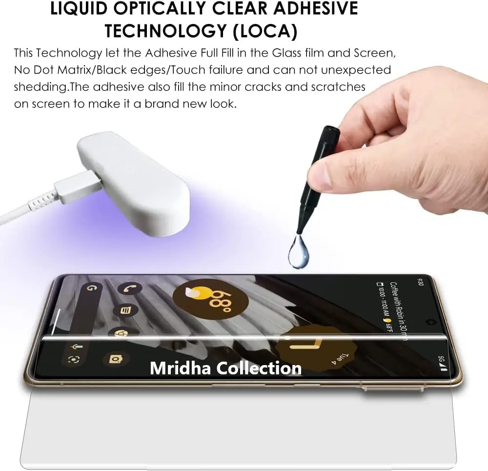 Picture of Xiaomi Redmi Note 14 Pro 5G (A+ GRADE) Premium UV Tempered Glass Screen Protector Curved with Liquid Glue and UV Light -Transparent Clear