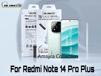Picture of Xiaomi Redmi Note 14 Pro+ 5G / Xiaomi Redmi Note 14 Pro Plus 5G (A+ GRADE) Premium UV Tempered Glass Screen Protector Curved with Liquid Glue and UV Light -Transparent Clear