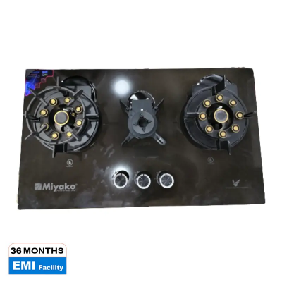 Picture of Miyako 3 Burner Glossy Granite Stone Flexible Gas Stove (3flower) LPG-NG