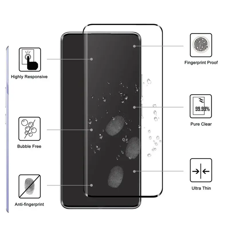 Picture of Xiaomi Redmi Note 14 Pro+ 5G / Xiaomi Redmi Note 14 Pro Plus 5G Full Glue 9D Curved Tempered Glass Screen Protector Edge to Edge Fit Protection Tempered Glass (Black)