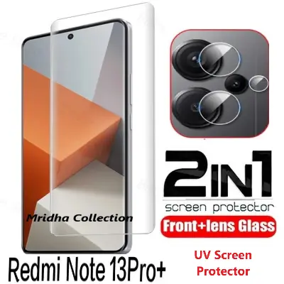 Picture of 2in1 Protector Combo Pack for Xiaomi Redmi Note 13 Pro+ 5G / Xiaomi Redmi Note 13 Pro Plus 5G (A+ GRADE) UV Glass Screen Protector + Camera Protector Lens