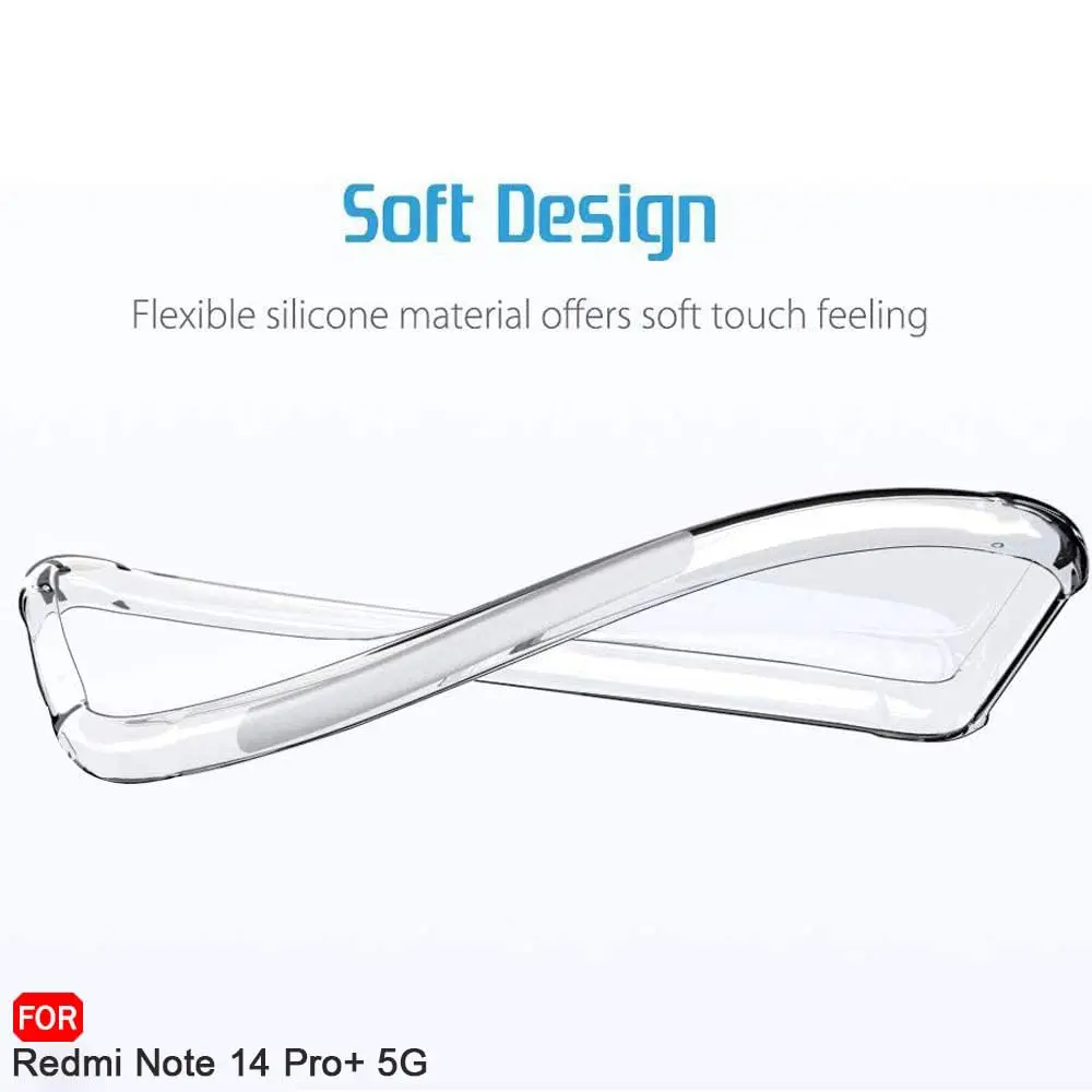 Picture of Xiaomi Redmi Note 14 Pro 5G  Silicone Clear Case Soft Flexible TPU Rubber Bumper Shockproof Corners Transparent Clear Back Cover