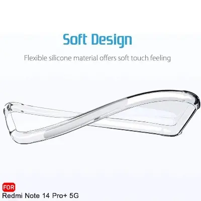 Picture of Xiaomi Redmi Note 14 Pro 5G  Silicone Clear Case Soft Flexible TPU Rubber Bumper Shockproof Corners Transparent Clear Back Cover