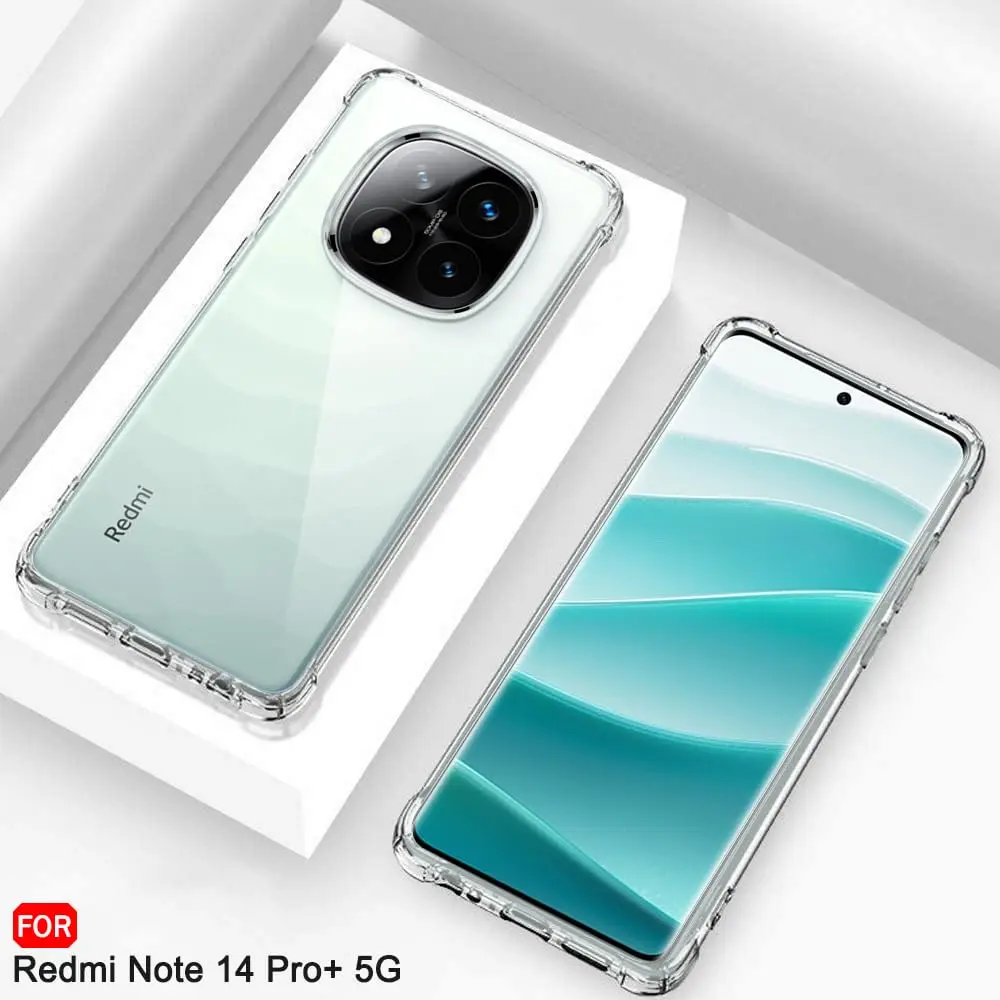 Picture of Xiaomi Redmi Note 14 Pro 5G  Silicone Clear Case Soft Flexible TPU Rubber Bumper Shockproof Corners Transparent Clear Back Cover