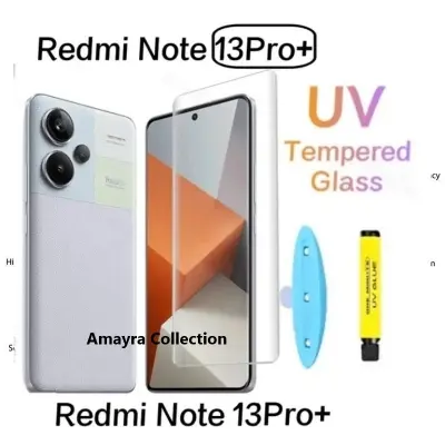 Picture of Xiaomi Redmi Note 13 Pro+ 5G / Xiaomi Redmi Note 13 Pro Plus 5G (A+ GRADE) Premium UV Tempered Glass Screen Protector Curved with Liquid Glue and UV Light -Transparent Clear