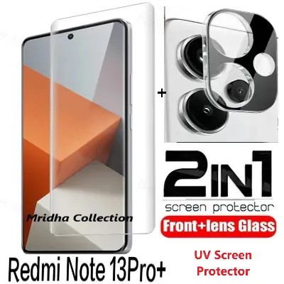 Picture of 2in1 Protector Combo Pack for Xiaomi Redmi Note 13 Pro+ 5G / Xiaomi Redmi Note 13 Pro Plus 5G (A+ GRADE) UV Glass Screen Protector + 3D Camera Protector Lens