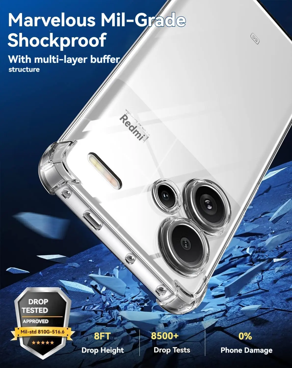 Picture of Xiaomi Redmi Note 13 Pro+ 5G / Xiaomi Redmi Note 13 Pro Plus 5G Silicone Clear Case Soft Flexible TPU Rubber Bumper Shockproof Corners Transparent Clear Back Cover