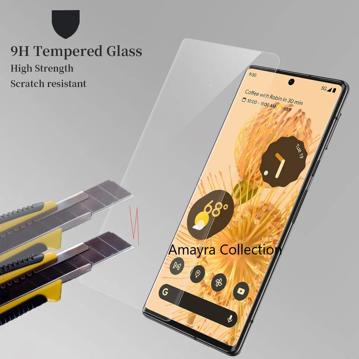 Picture of Google Pixel 6 Pro 5G (A+ GRADE) Premium UV Tempered Glass Screen Protector Curved with Liquid Glue and UV Light -Transparent Clear