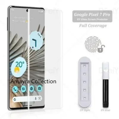 Picture of Google Pixel 6 Pro 5G (A+ GRADE) Premium UV Tempered Glass Screen Protector Curved with Liquid Glue and UV Light -Transparent Clear