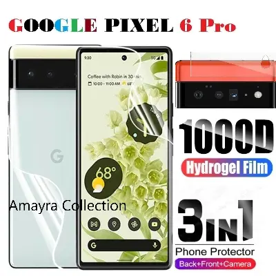 Picture of 3in1 Protector Combo Pack for Google Pixel 6 Pro 5G (Front Hydrogel Screen Protector Poly + Back Hydrogel Poly Protector + Camera Lens Protector)