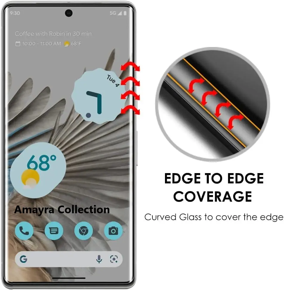 Picture of Google Pixel 7 Pro 5G (A+ GRADE) Premium UV Tempered Glass Screen Protector Curved with Liquid Glue and UV Light -Transparent Clear