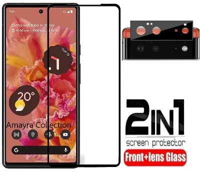 Picture of 2in1 Protector Combo Pack for Google Pixel 6a 5G (5d Full Screen Protector Glass+9h Camera Lens Protector)
