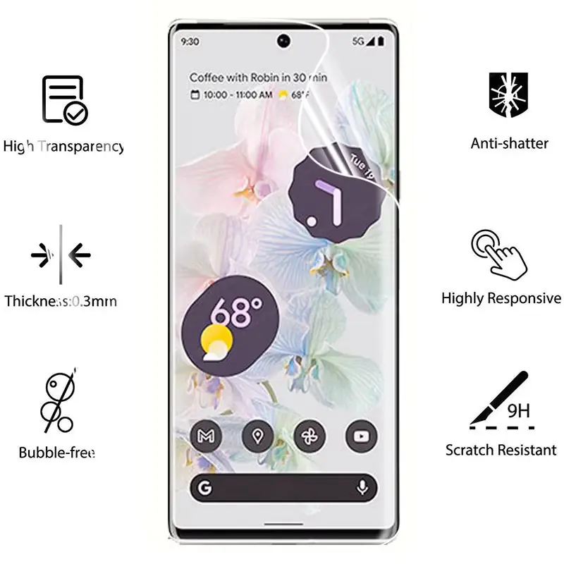 Picture of Google Pixel 6a 5G TPU Protective Film Hydrogel Front Poly Protector Screen Protector Anti-Shatter / High Definition (Front Poly)