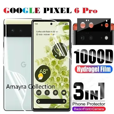 Picture of 3in1 Protector Combo Pack for Google Pixel 6 Pro 5G (Front Hydrogel Screen Protector Poly + Back Hydrogel Poly Protector + 3D Camera Lens Protector)
