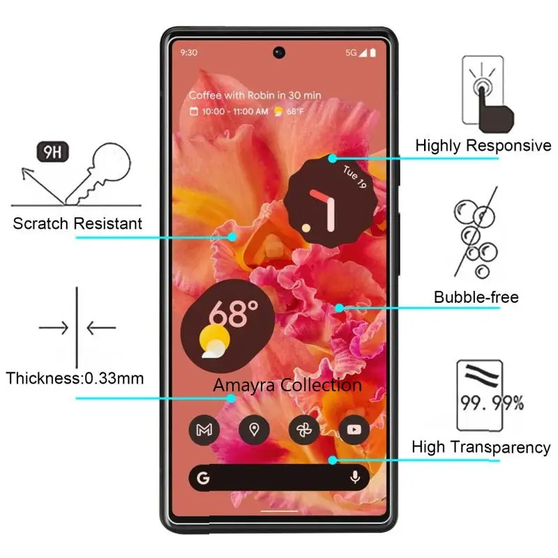 Picture of 3in1 Protector Combo Pack for Google Pixel 6a 5G (5d Full Screen Protector Glass+Back Hydrogel Protector Poly+Camera Lens Protector)