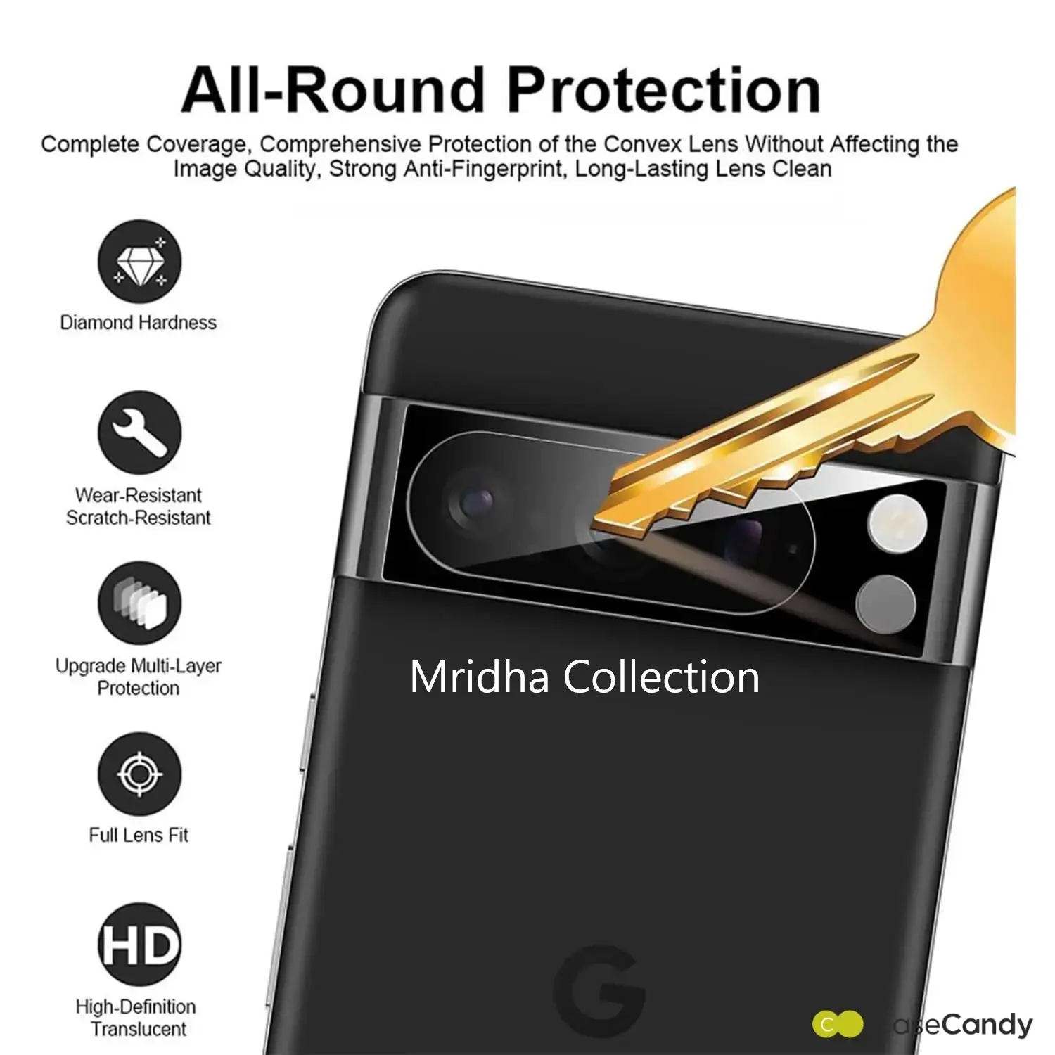 Picture of Google Pixel 7 Pro 5G Back 9H Full Camera Lens Protector Rear 9H 3D Camera Lens Protector,Upgraded HD,Clear Scratch Resistant [With Photo Friendly Flash Cut]