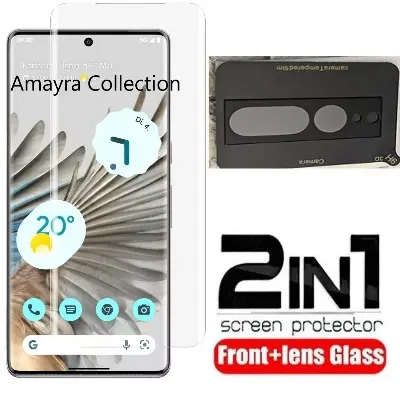 Picture of 2in1 Protector Combo Pack for Google Pixel 7 Pro 5G (A+ GRADE) UV Glass Screen Protector + 3D Camera Protector Lens