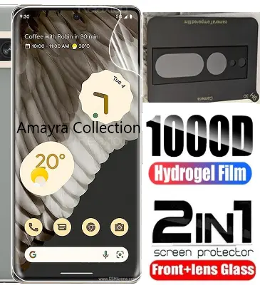 Picture of 2in1 Protector Combo Pack for Google Pixel 7 Pro 5G (Front Hydrogel Screen Protector Poly + 3D Camera Lens Protector Glass)