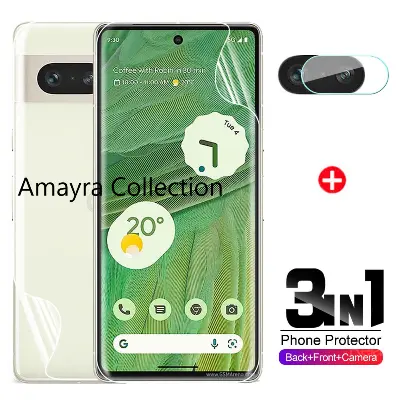 Picture of 3in1 Protector Combo Pack for Google Pixel 7a 5G (Front Hydrogel Screen Protector Poly+Back Hydrogel Poly Protector+Camera Lens Protector)