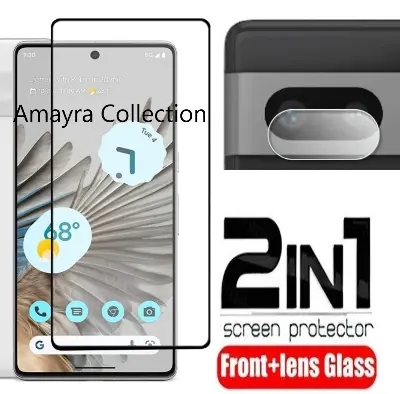 Picture of 2in1 Protector Combo Pack for Google Pixel 7a 5G (Premium Full Screen Protector Glass + Camera Lens Protector)