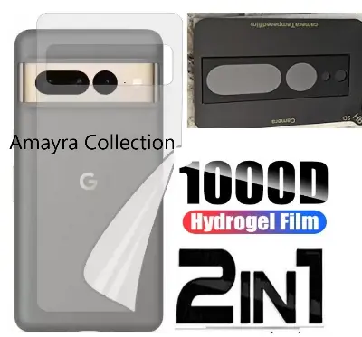 Picture of 2in1 Back Protector Combo Pack for Google Pixel 7 Pro 5G (Back Hydrogel Poly Protector + 3D Camera Lens Protector Glass)