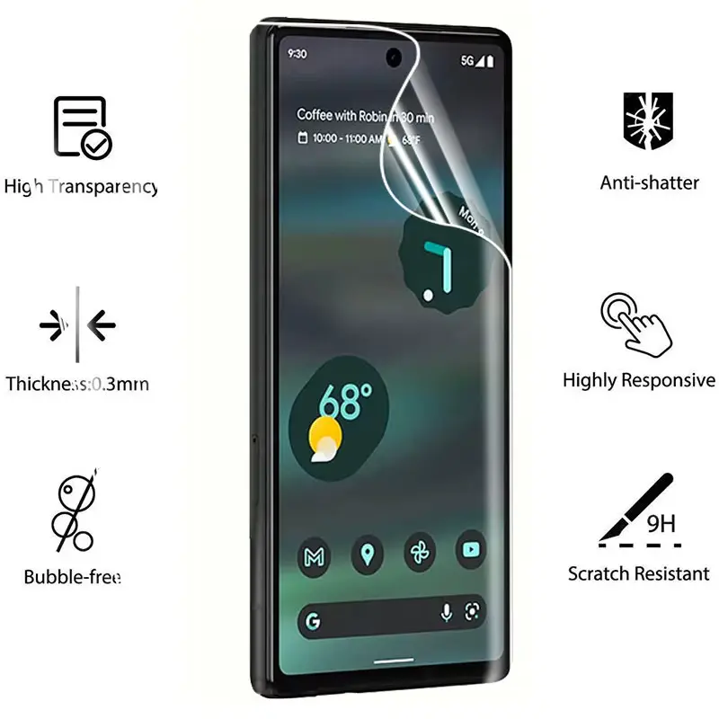 Picture of Google Pixel 8a 5G TPU Protective Film Hydrogel Front Poly Protector Screen Protector Anti-Shatter / High Definition (Front Poly)