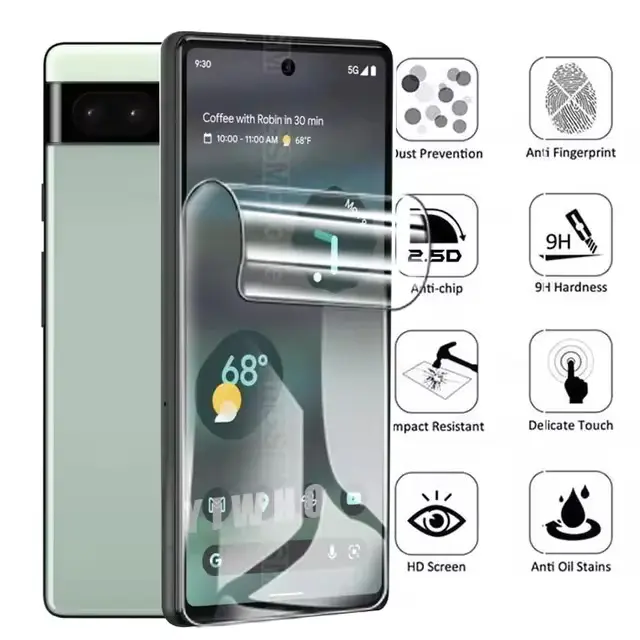 Picture of 3in1 Protector Combo Pack for Google Pixel 8a 5G (Front Hydrogel Screen Protector Poly+Back Hydrogel Poly Protector+Camera Lens Protector)