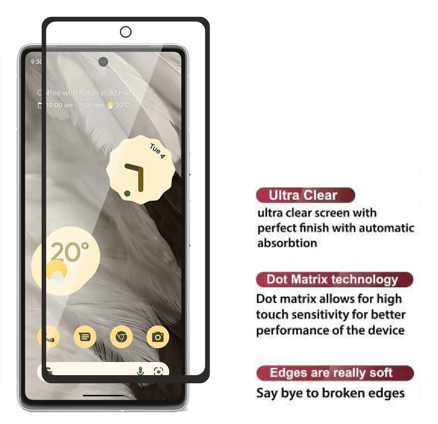 Picture of 2in1 Protector Combo Pack for Google Pixel 8a 5G (Premium Full Screen Protector Glass + Camera Lens Protector)