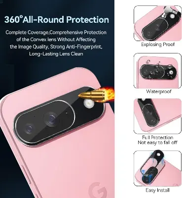 Picture of Google Pixel 9 5G  Back Camera Lens Screen Protector Rear Camera Lens Screen Protector,Upgraded HD,Clear Scratch Resistant(Nano Poly)