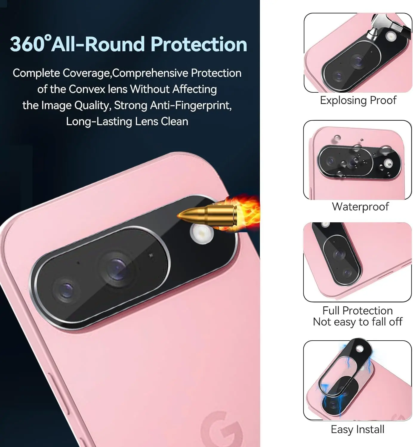 Picture of Google Pixel 9a 5G  Back Camera Lens Screen Protector Rear Camera Lens Screen Protector,Upgraded HD,Clear Scratch Resistant(Nano Poly)