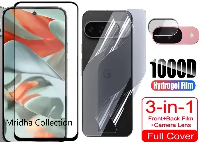 Picture of 3in1 Protector Combo Pack for Google Pixel 9a 5G (Premium Full Screen Protector Glass+Back Hydrogel Protector Poly+Camera Lens Protector)