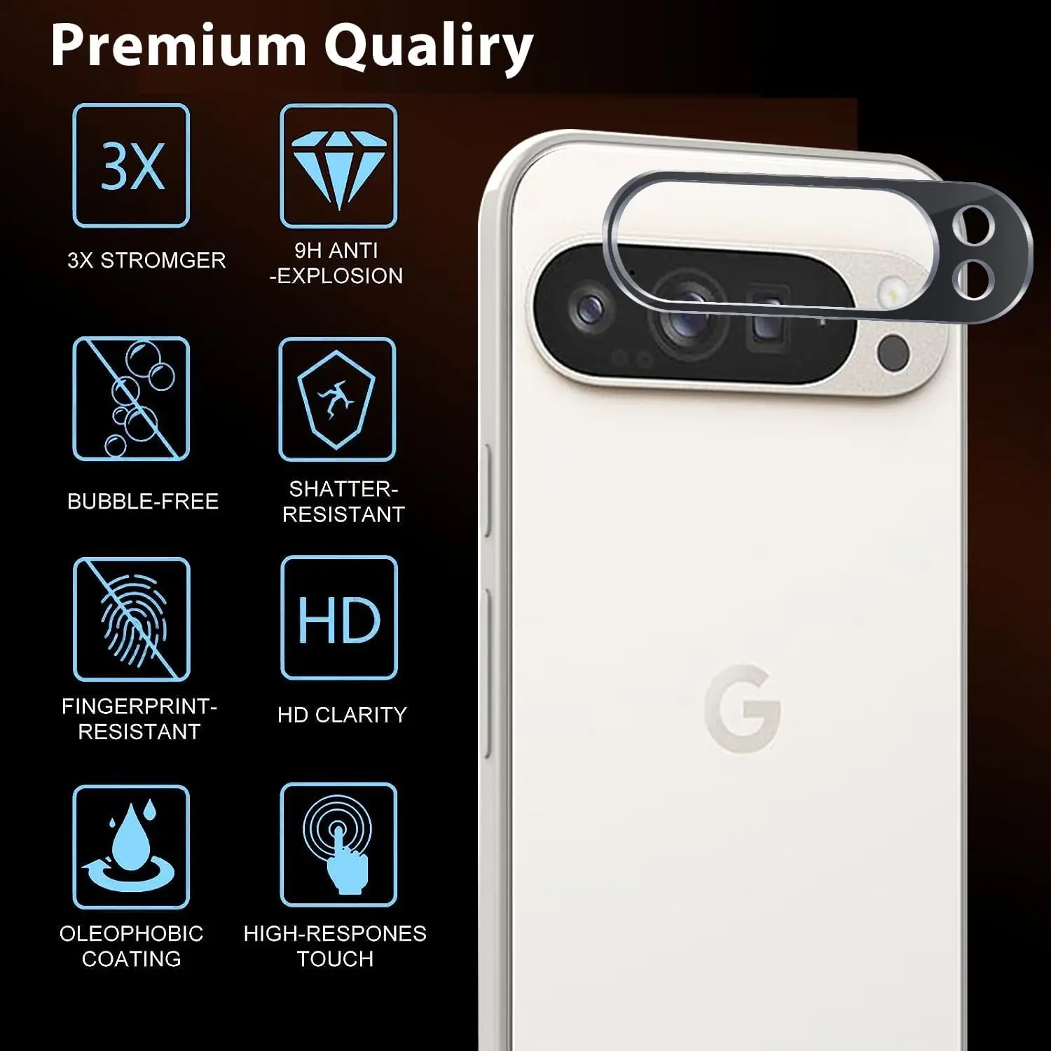 Picture of Google Pixel 9 Pro XL 5G Back 9H Full Camera Lens Protector Rear 9H 3Da Camera Lens Protector,Upgraded HD,Clear Scratch Resistant [With Photo Friendly Flash Cut]