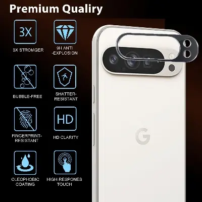 Picture of Google Pixel 9 Pro XL 5G Back 9H Full Camera Lens Protector Rear 9H 3Da Camera Lens Protector,Upgraded HD,Clear Scratch Resistant [With Photo Friendly Flash Cut]
