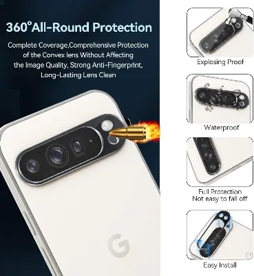 Picture of Google Pixel 9 Pro XL 5G Back 9H Full Camera Lens Protector Rear 9H 3Da Camera Lens Protector,Upgraded HD,Clear Scratch Resistant [With Photo Friendly Flash Cut]