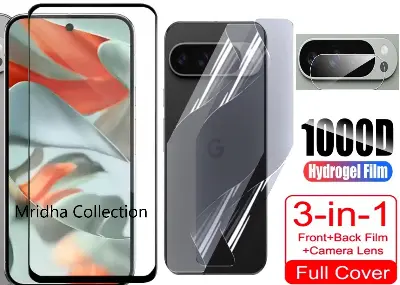 Picture of 3in1 Protector Combo Pack for Google Pixel 9 Pro 5G (5d Full Screen Protector Glass+Back Hydrogel Protector Poly+Camera Lens Protector)
