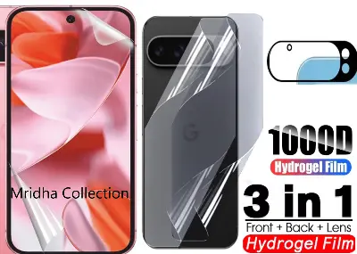 Picture of 3in1 Protector Combo Pack for Google Pixel 9 Pro 5G (Front Hydrogel Screen Protector Poly+Back Hydrogel Poly Protector+9h Camera Lens Protector)