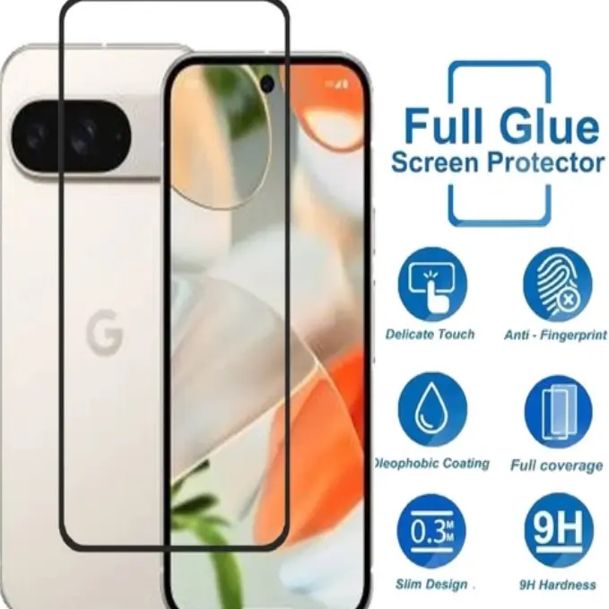 Picture of Google Pixel 9 Pro 5G Premium Full Coverage Glass Protector Tempered Glass Screen Protector 9H Hardness Full Coverage