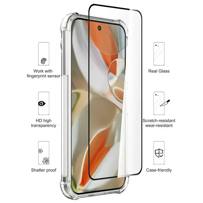 Picture of 2in1 Protector Combo Pack for Google Pixel 9 Pro 5G (Premium Full Screen Protector Glass + Camera Lens Protector)