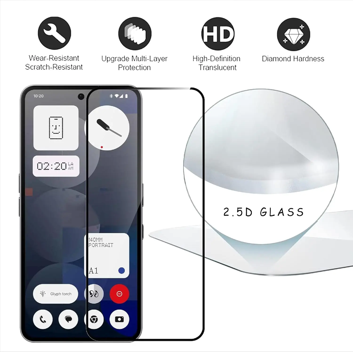 Picture of Nothing Phone 3 Premium Full Coverage Glass Protector Tempered Glass Screen Protector 9H Hardness Full Coverage