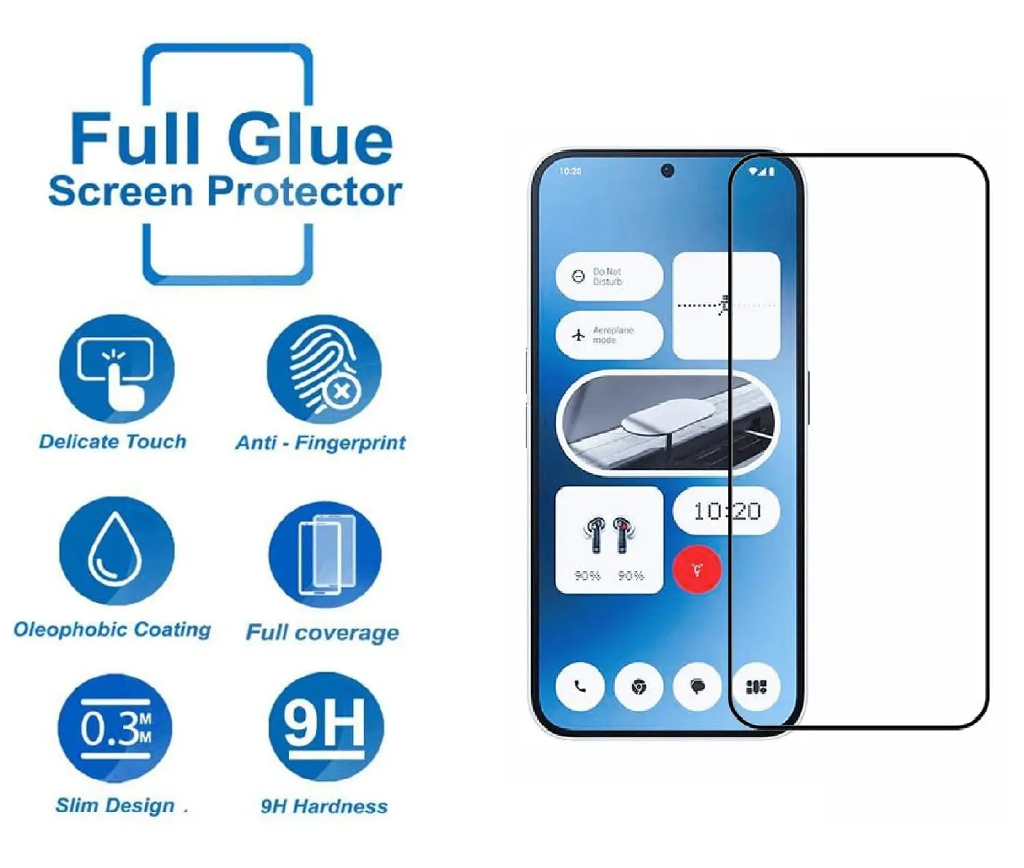 Picture of Nothing Phone 3a Pro (5D 9D 11D 13D 21D) Screen Protector Tempered Glass Film 9H Hardness Full Coverage No Bubbles and Fingerprint Scratch-Resistant